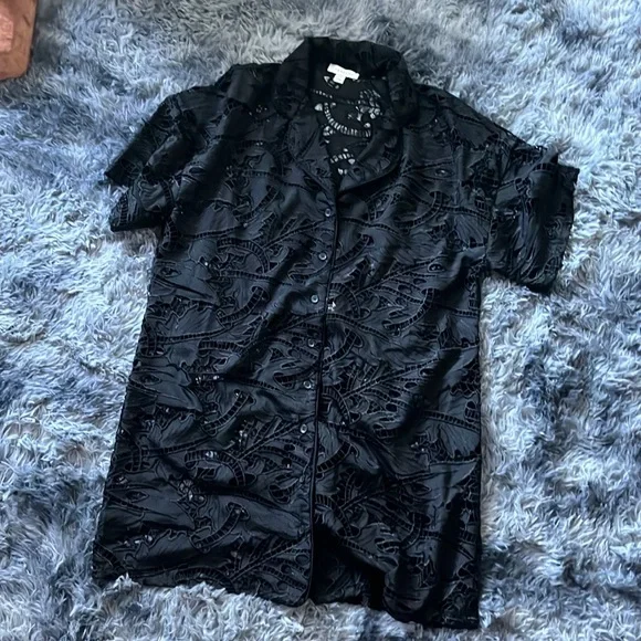 Topshop Black Notched Collar Mini Dress - Picture 3 of 4